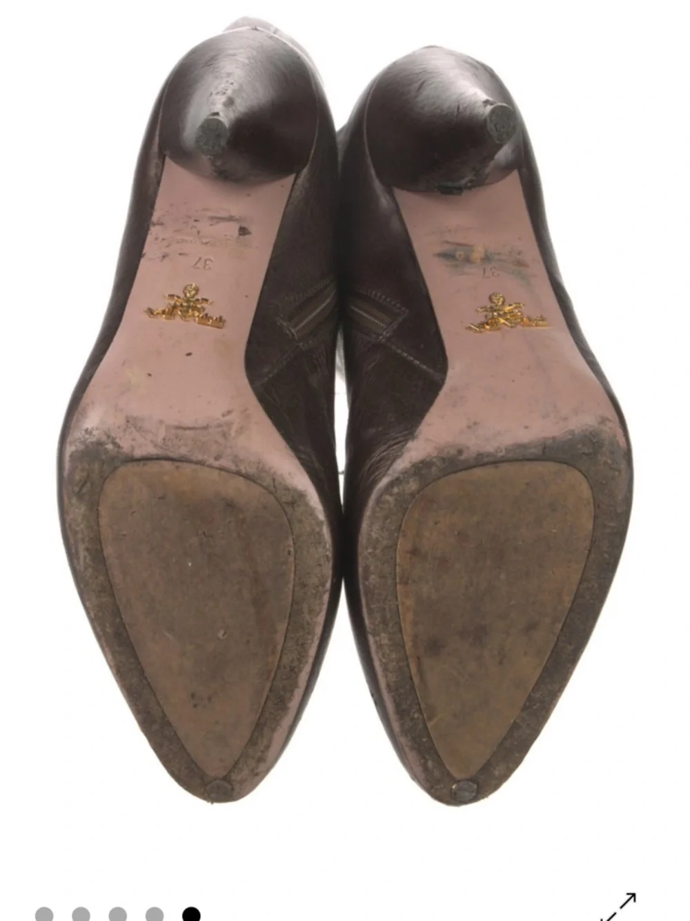 Prada Tall Pointed-Toe Leather Heeled Boots - Brown - Picture 5 of 5